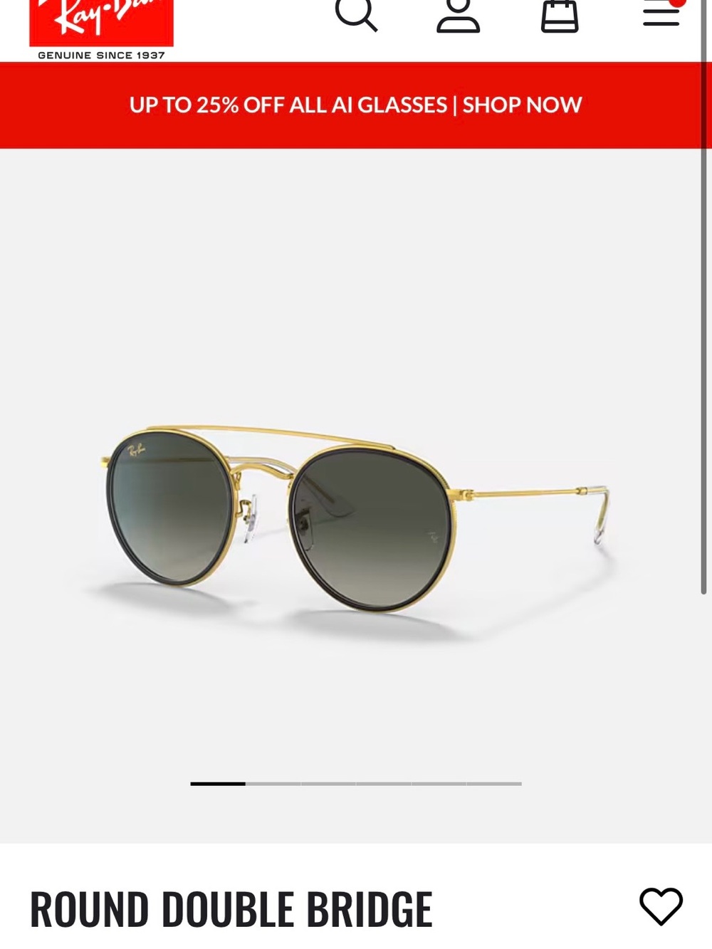 Ray-Ban Gold Frame Sunglasses with Dark Green Lenses